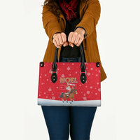 Turkey Christmas Leather Bag with Santa on Horse Red Snowflake Pattern and Crescent Star - Wonder Print Shop