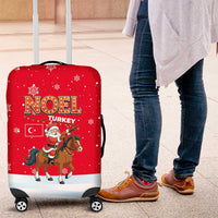 Turkey Christmas Luggage Cover with Santa on Horse Red Snowflake Pattern and Crescent Star - Wonder Print Shop