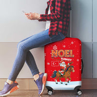 Turkey Christmas Luggage Cover with Santa on Horse Red Snowflake Pattern and Crescent Star - Wonder Print Shop