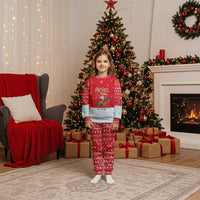Turkey Christmas Pajama Set with Santa on Horse Red Snowflake Pattern and Crescent Star - Wonder Print Shop