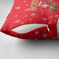 Turkey Christmas Pillow Cover with Santa on Horse Red Snowflake Pattern and Crescent Star - Wonder Print Shop