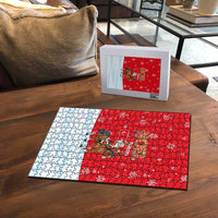 Turkey Christmas Puzzle with Santa on Horse Red Snowflake Pattern and Crescent Star - Wonder Print Shop
