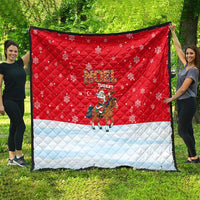 Turkey Christmas Quilt with Santa on Horse Red Snowflake Pattern and Crescent Star - Wonder Print Shop