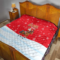 Turkey Christmas Quilt with Santa on Horse Red Snowflake Pattern and Crescent Star - Wonder Print Shop