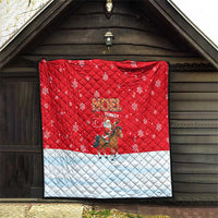 Turkey Christmas Quilt with Santa on Horse Red Snowflake Pattern and Crescent Star - Wonder Print Shop