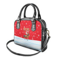 Turkey Christmas Shoulder Handbag with Santa on Horse Red Snowflake Pattern and Crescent Star - Wonder Print Shop