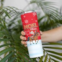 Turkey Christmas Skinny Tumbler with Santa on Horse Red Snowflake Pattern and Crescent Star - Wonder Print Shop