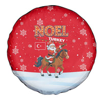 Turkey Christmas Spare Tire Cover with Santa on Horse Red Snowflake Pattern and Crescent Star - Wonder Print Shop
