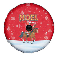 Turkey Christmas Spare Tire Cover with Santa on Horse Red Snowflake Pattern and Crescent Star - Wonder Print Shop