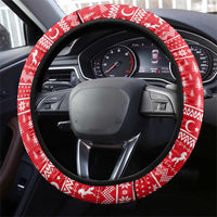 Turkey Christmas Steering Wheel Cover with Santa on Horse Red Snowflake Pattern and Crescent Star - Wonder Print Shop