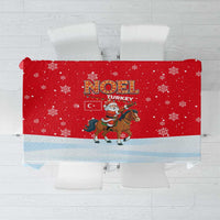 Turkey Christmas Tablecloth with Santa on Horse Red Snowflake Pattern and Crescent Star - Wonder Print Shop