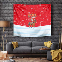 Turkey Christmas Tapestry with Santa on Horse Red Snowflake Pattern and Crescent Star - Wonder Print Shop