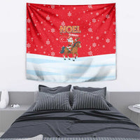 Turkey Christmas Tapestry with Santa on Horse Red Snowflake Pattern and Crescent Star - Wonder Print Shop