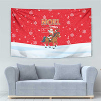 Turkey Christmas Tapestry with Santa on Horse Red Snowflake Pattern and Crescent Star - Wonder Print Shop