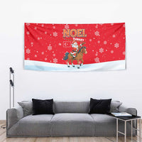 Turkey Christmas Tapestry with Santa on Horse Red Snowflake Pattern and Crescent Star - Wonder Print Shop