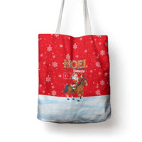 Turkey Christmas Tote Bag with Santa on Horse Red Snowflake Pattern and Crescent Star - Wonder Print Shop