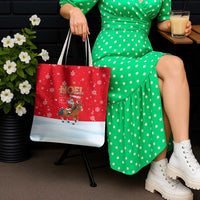 Turkey Christmas Tote Bag with Santa on Horse Red Snowflake Pattern and Crescent Star - Wonder Print Shop