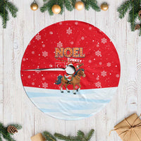 Turkey Christmas Tree Skirt with Santa on Horse Red Snowflake Pattern and Crescent Star - Wonder Print Shop