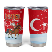 Turkey Christmas Tumbler Cup with Santa on Horse Red Snowflake Pattern and Crescent Star - Wonder Print Shop