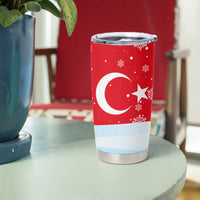 Turkey Christmas Tumbler Cup with Santa on Horse Red Snowflake Pattern and Crescent Star - Wonder Print Shop