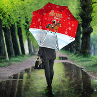 Turkey Christmas Umbrella with Santa on Horse Red Snowflake Pattern and Crescent Star - Wonder Print Shop