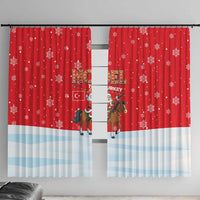 Turkey Christmas Window Curtain with Santa on Horse Red Snowflake Pattern and Crescent Star - Wonder Print Shop