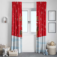 Turkey Christmas Window Curtain with Santa on Horse Red Snowflake Pattern and Crescent Star - Wonder Print Shop