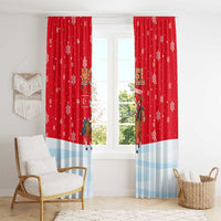 Turkey Christmas Window Curtain with Santa on Horse Red Snowflake Pattern and Crescent Star - Wonder Print Shop