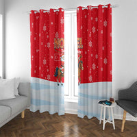 Turkey Christmas Window Curtain with Santa on Horse Red Snowflake Pattern and Crescent Star - Wonder Print Shop