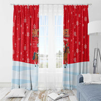 Turkey Christmas Window Curtain with Santa on Horse Red Snowflake Pattern and Crescent Star - Wonder Print Shop
