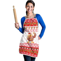 Turkey Christmas Apron with Santa Turkey Red Crescent Pattern Snowmen and Festive Lights - Wonder Print Shop