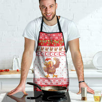 Turkey Christmas Apron with Santa Turkey Red Crescent Pattern Snowmen and Festive Lights - Wonder Print Shop