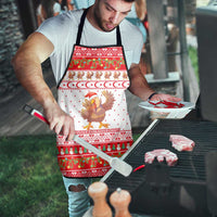 Turkey Christmas Apron with Santa Turkey Red Crescent Pattern Snowmen and Festive Lights - Wonder Print Shop