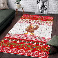 Turkey Christmas Area Rug with Santa Turkey Red Crescent Pattern Snowmen and Festive Lights - Wonder Print Shop