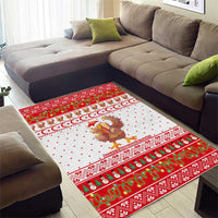 Turkey Christmas Area Rug with Santa Turkey Red Crescent Pattern Snowmen and Festive Lights - Wonder Print Shop