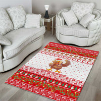 Turkey Christmas Area Rug with Santa Turkey Red Crescent Pattern Snowmen and Festive Lights - Wonder Print Shop