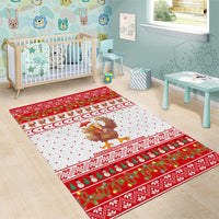 Turkey Christmas Area Rug with Santa Turkey Red Crescent Pattern Snowmen and Festive Lights - Wonder Print Shop