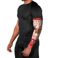 Turkey Christmas Arm Sleeves with Santa Turkey Red Crescent Pattern Snowmen and Festive Lights - Wonder Print Shop