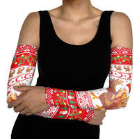 Turkey Christmas Arm Sleeves with Santa Turkey Red Crescent Pattern Snowmen and Festive Lights - Wonder Print Shop