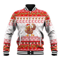 Turkey Christmas Baseball Jacket with Santa Turkey Red Crescent Pattern Snowmen and Festive Lights - Wonder Print Shop