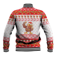 Turkey Christmas Baseball Jacket with Santa Turkey Red Crescent Pattern Snowmen and Festive Lights - Wonder Print Shop