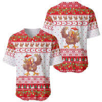 Turkey Christmas Baseball Jersey with Santa Turkey Red Crescent Pattern Snowmen and Festive Lights - Wonder Print Shop
