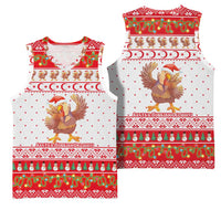 Turkey Christmas Basketball Jersey with Santa Turkey Red Crescent Pattern Snowmen and Festive Lights - Wonder Print Shop
