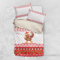 Turkey Christmas Bedding Set with Santa Turkey Red Crescent Pattern Snowmen and Festive Lights - Wonder Print Shop