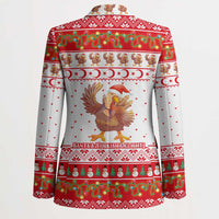 Turkey Christmas Blazer with Santa Turkey Red Crescent Pattern Snowmen and Festive Lights - Wonder Print Shop