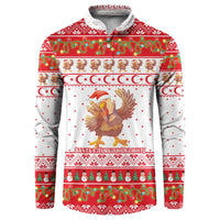 Turkey Christmas Button Sweatshirt with Santa Turkey Red Crescent Pattern Snowmen and Festive Lights - Wonder Print Shop