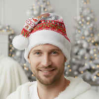 Turkey Christmas Santa Hat with Santa Turkey Red Crescent Pattern Snowmen and Festive Lights - Wonder Print Shop