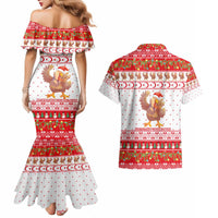 Turkey Christmas Couples Matching Mermaid Dress and Hawaiian Shirt with Santa Turkey Red Crescent Pattern Snowmen and Festive Lights - Wonder Print Shop
