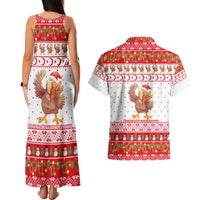 Turkey Christmas Couples Matching Tank Maxi Dress and Hawaiian Shirt with Santa Turkey Red Crescent Pattern Snowmen and Festive Lights - Wonder Print Shop