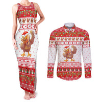 Turkey Christmas Couples Matching Tank Maxi Dress and Long Sleeve Button Shirt with Santa Turkey Red Crescent Pattern Snowmen and Festive Lights - Wonder Print Shop